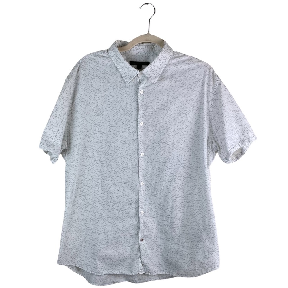 John Varvatos Mens Woven Pattern Short Sleeve Button Down Shirt XL